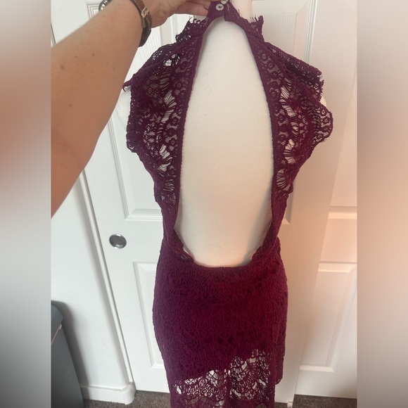 Free People Intimately Daydream Lace Bodycon Slip Dress - Magenta, Size M - Picture 3 of 4